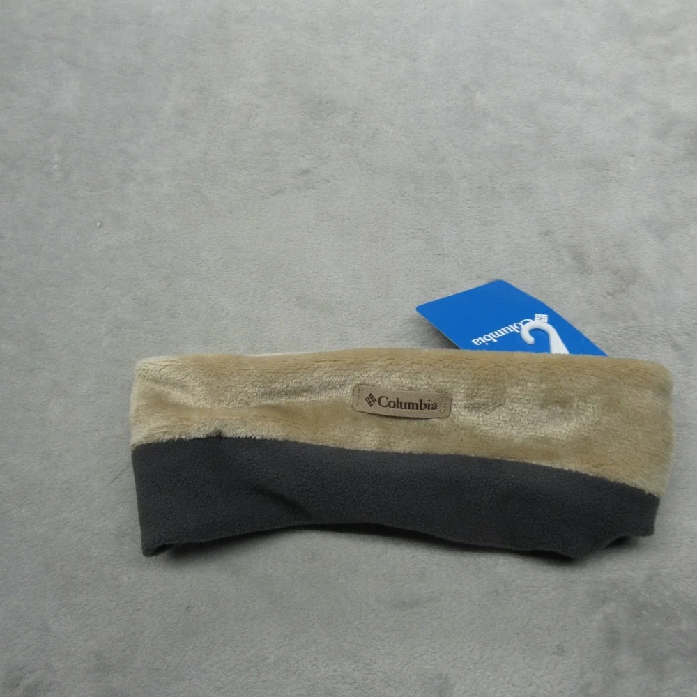 Columbia Fire Side Plush Headband Womens‎ S/M Gray Tan Fleece Ear Warmer